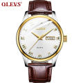 OLEVS 5568 Herren Quarz Armbanduhr Fashion Business Edelstahlband Lederband Uhr Montre Homme Avec Date